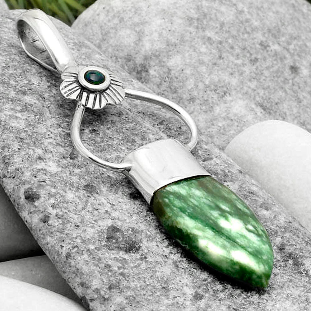 Natural Dioptase & Black Ethiopian Opal Pendant P-1583 SDP117150