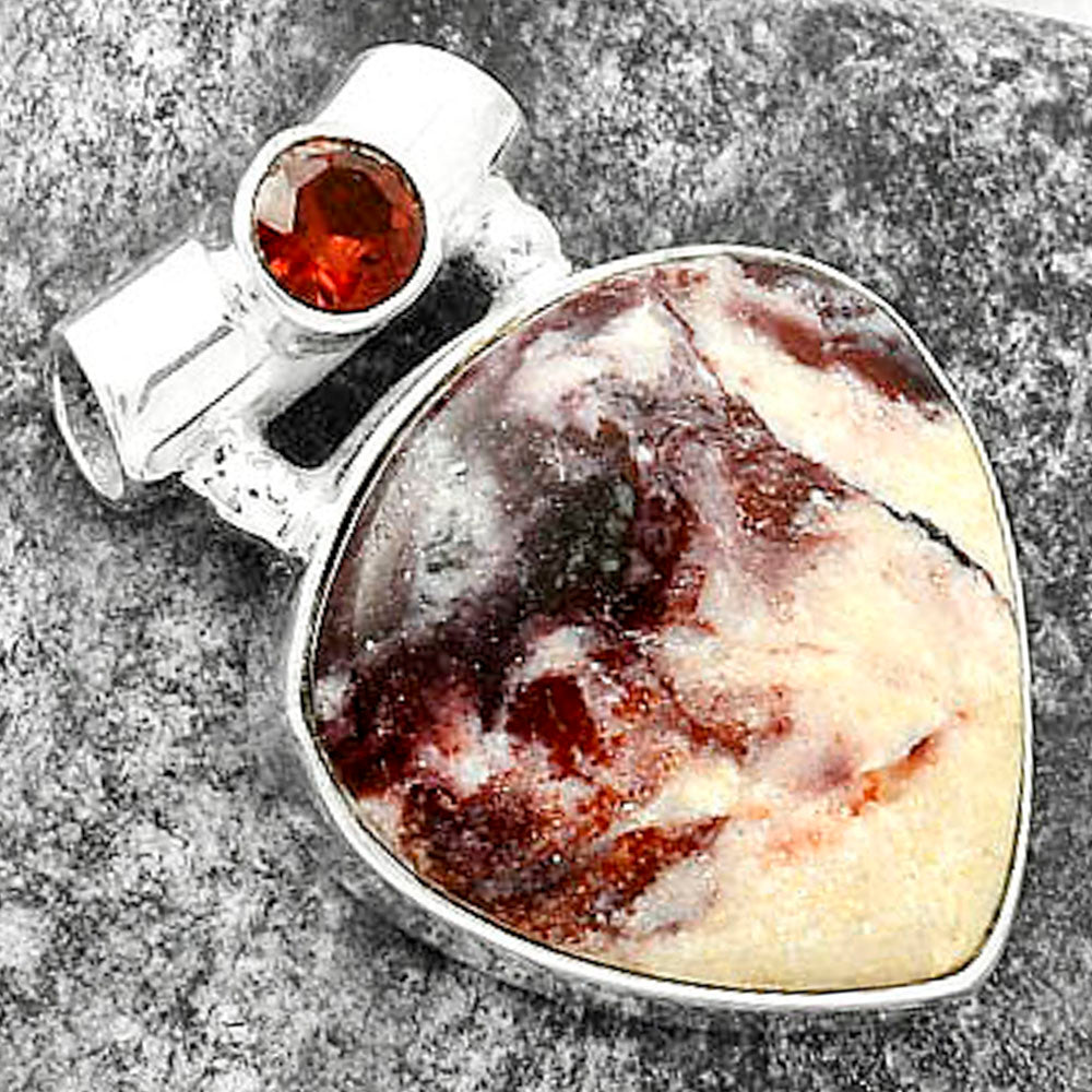 Natural Indian Blanket Jasper & Garnet Pendant P-1300 SDP117784