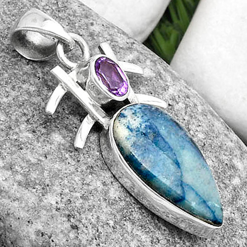 Blue Scheelite - Turkey & Amethyst Pendant P-1046 SDP120374