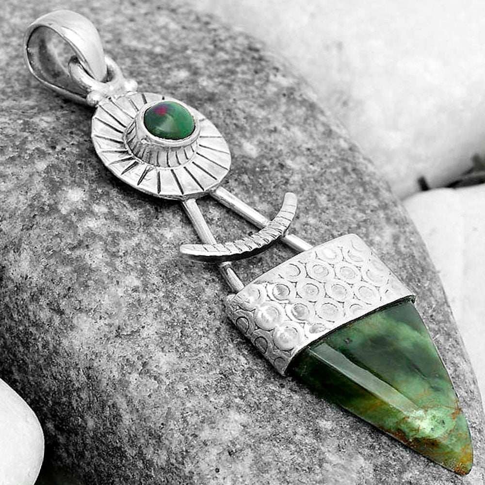 Chrome Chalcedony & Black Ethiopian Opal Pendant P-1193 SDP123158