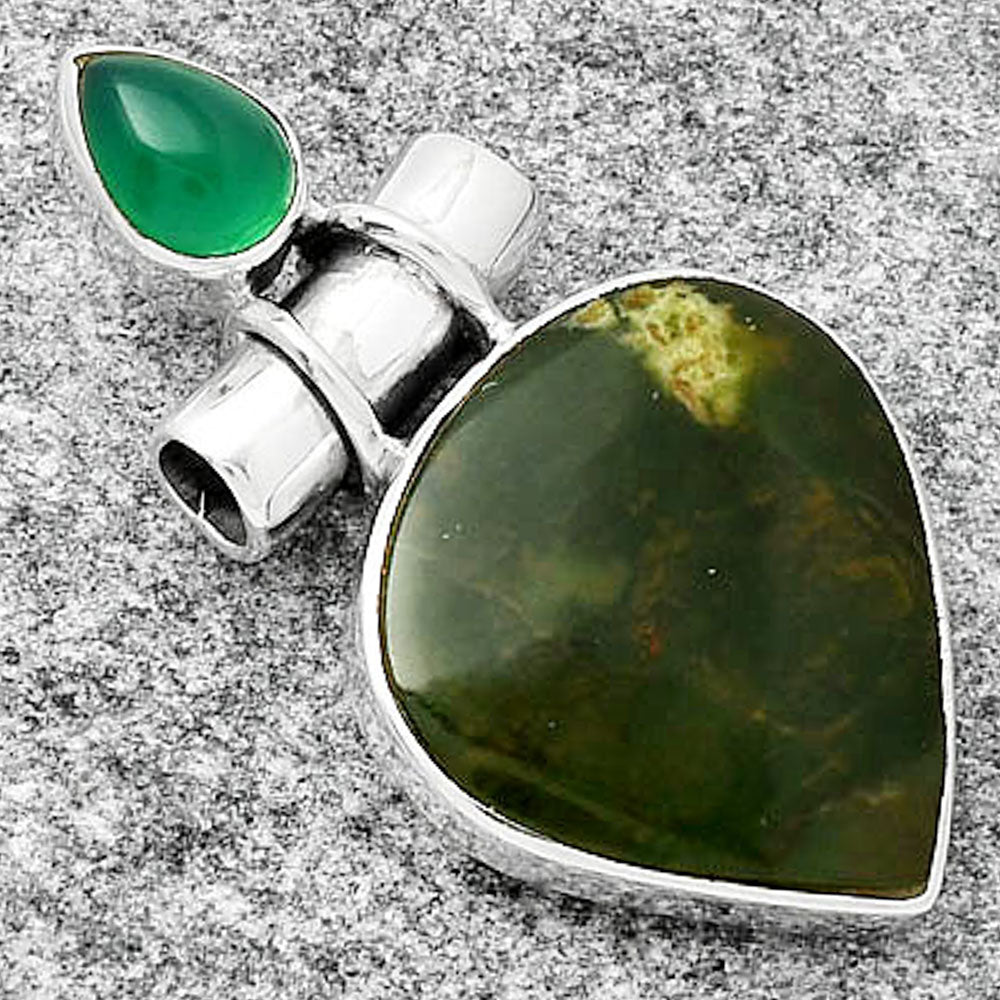 Natural Chrome Chalcedony & Green Onyx Pendant P-1159 SDP126740