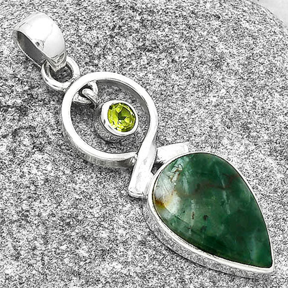 Natural Larsonite Jasper & Peridot Pendant P-1048 SDP127377