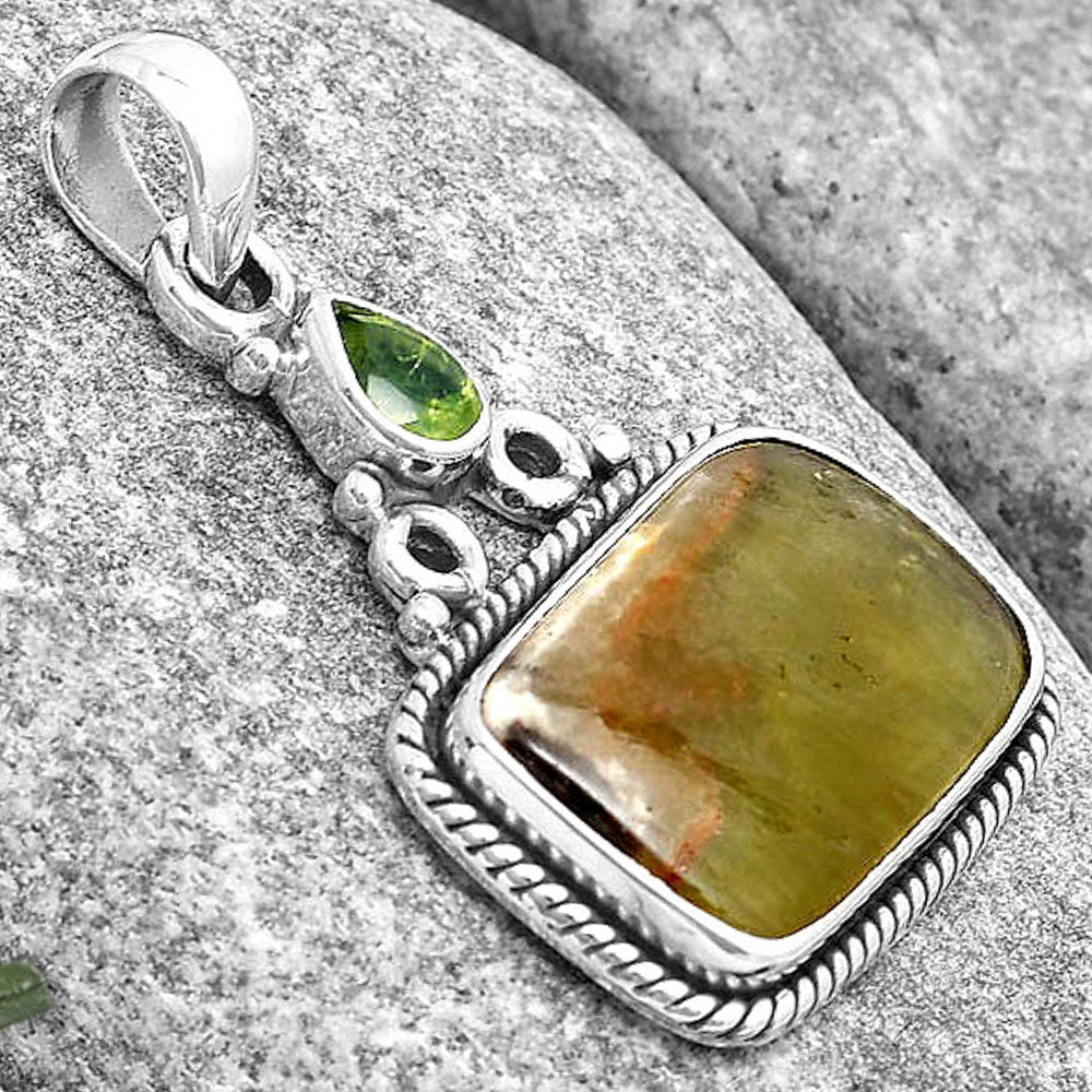 Natural Australian Prehnite & Peridot Pendant P-1282 SDP128998