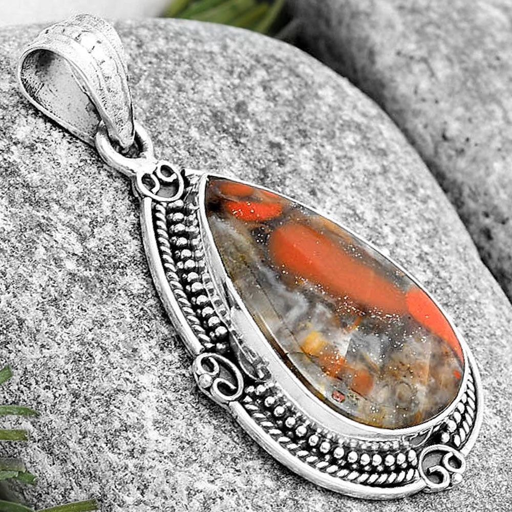 Natural Red Brecciated Jasper Pendant P-1040 SDP129489
