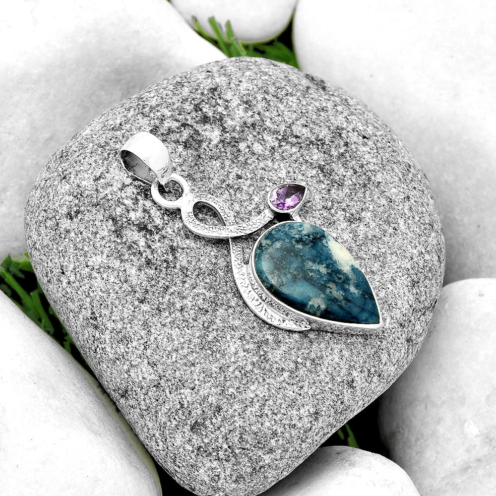 Blue Scheelite - Turkey & Amethyst Pendant P-1111 SDP132004