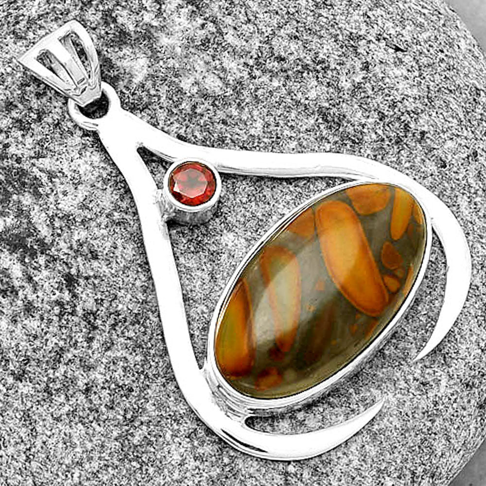 Natural Fruit Jasper & Garnet Pendant P-1057 SDP134016