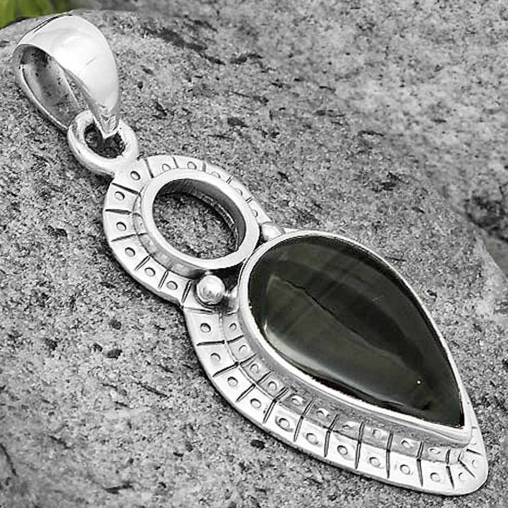 Natural Black Lace Obsidian Pendant P-1605 SDP136162