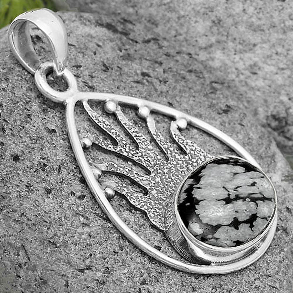 Natural Snow Flake Obsidian Pendant P-1209 SDP136212