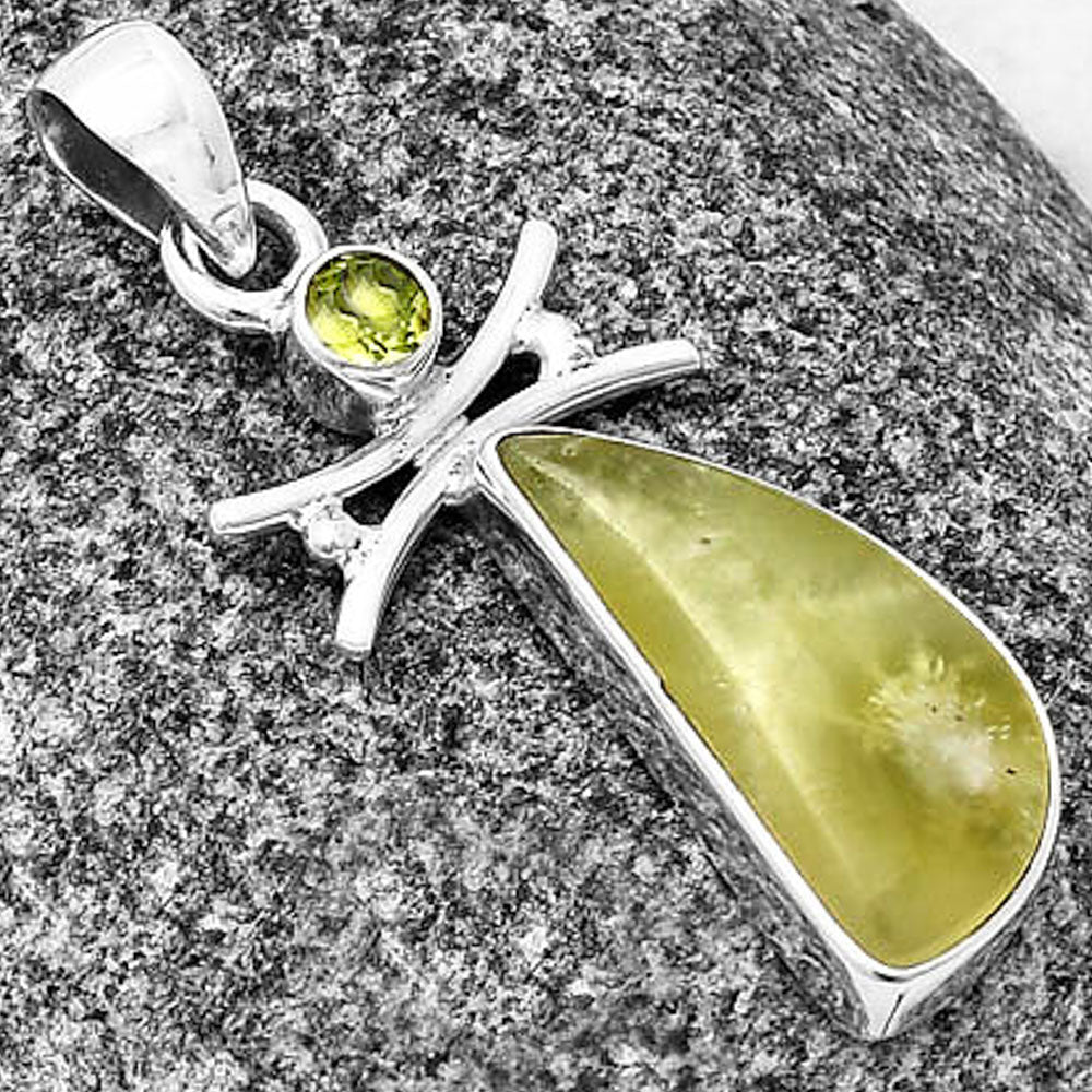 Natural Cloudy Prehnite & Peridot Pendant P-1243 SDP140775