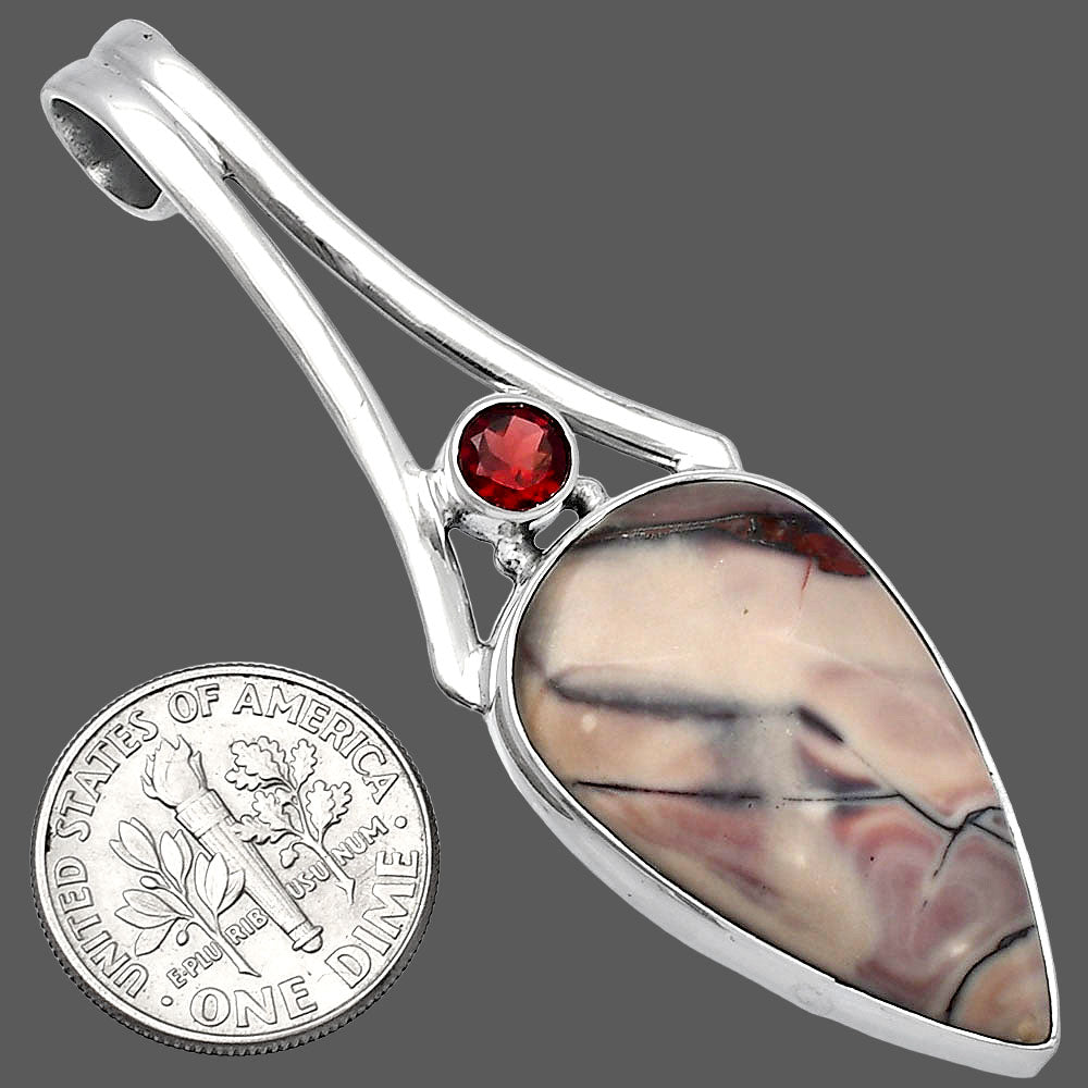 Natural Porcelain Jasper & Garnet Pendant P-1006 SDP142997