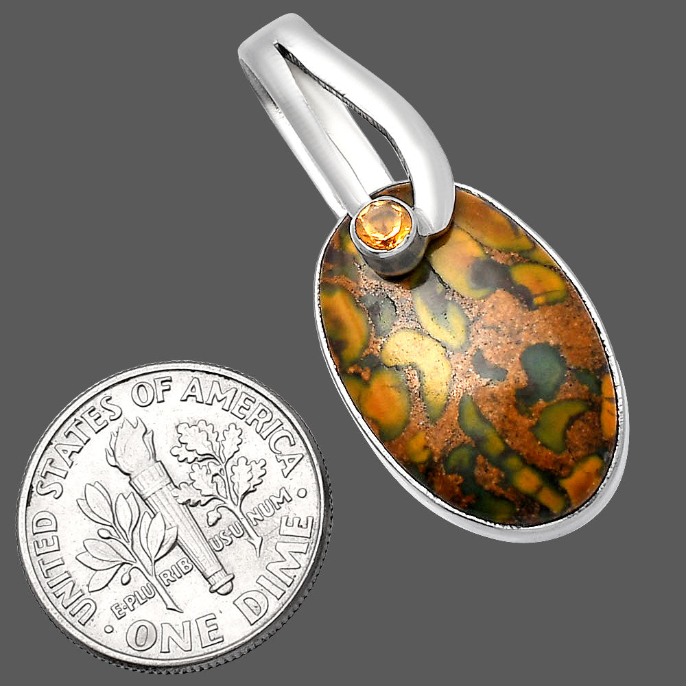 Natural Bamboo Jasper & Citrine Pendant P-1251 SDP144104