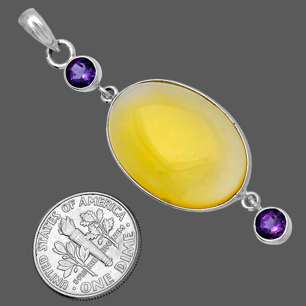 Natural Yellow Onyx & Amethyst Pendant P-1123 SDP145688