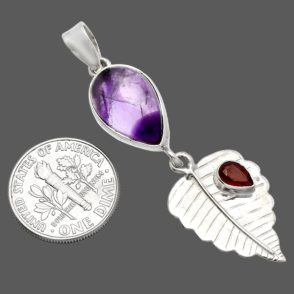 Super 23 Amethyst Mineral From Auralite & Garnet Pendant P-1539 SDP146836