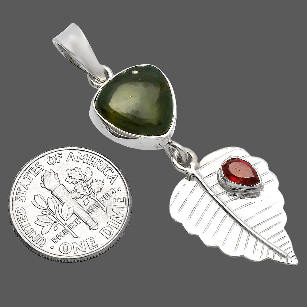 Nephrite Jade - Canada & Garnet Pendant P-1539 SDP146837