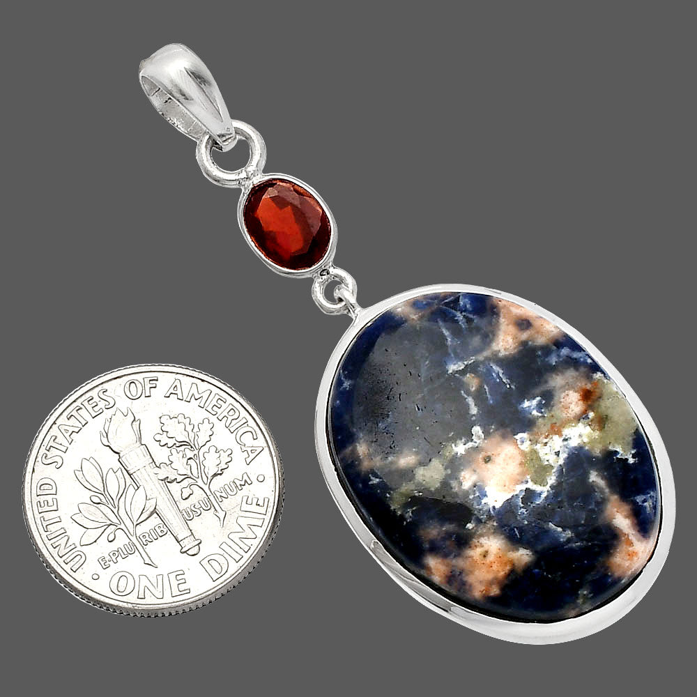 Natural Sodalite & Garnet Pendant P-1531 SDP147602