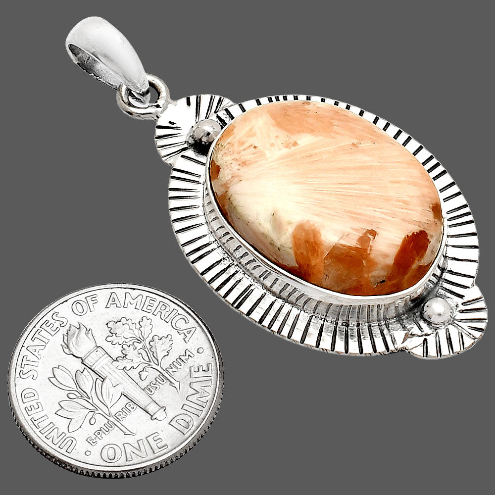 Natural Orange Scolecite - India Pendant P-1732 SDP148261