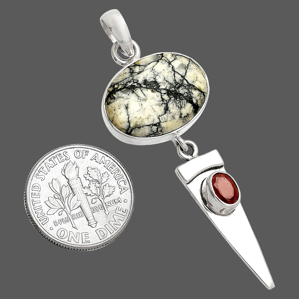 Natural Pinolith Stone & Garnet Pendant P-1474 SDP148494