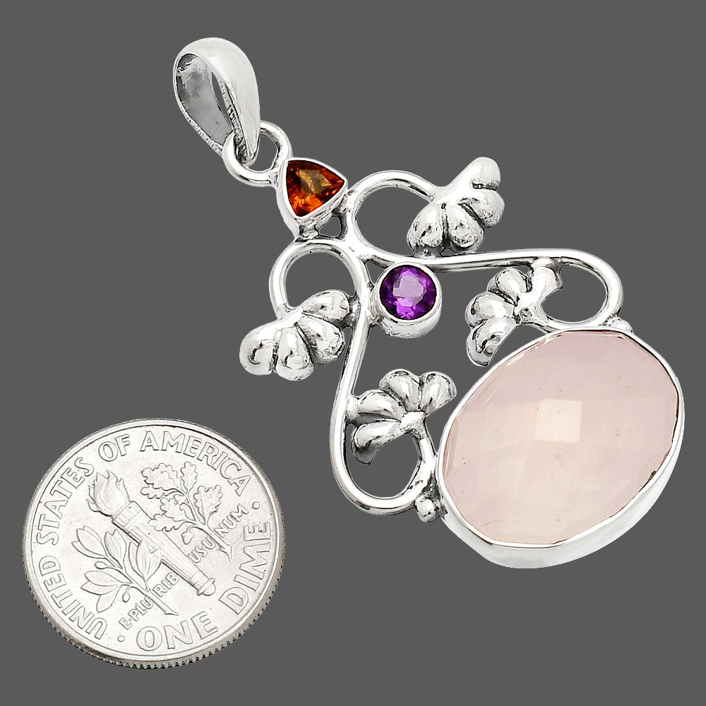 Rose Quartz, Mandarin Citrine & Amethyst Pendant P-1294 SDP149492