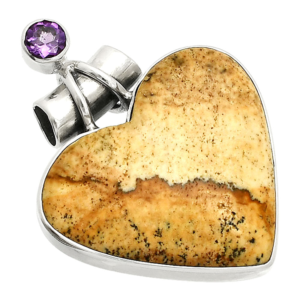 Heart - Picture Jasper & Amethyst Pendant P-1159 SDP149791
