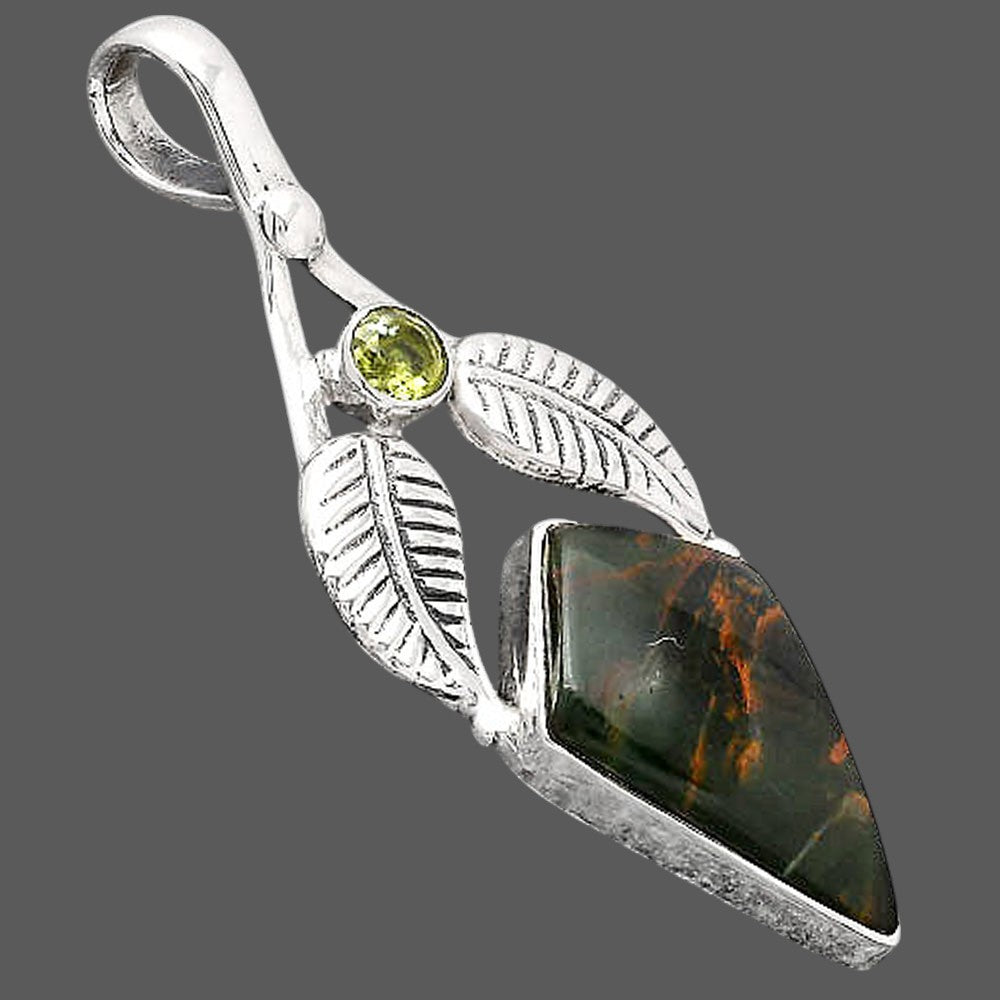 Turkish Rainforest Chrysocolla and Peridot Pendant P-1416 SDP154600