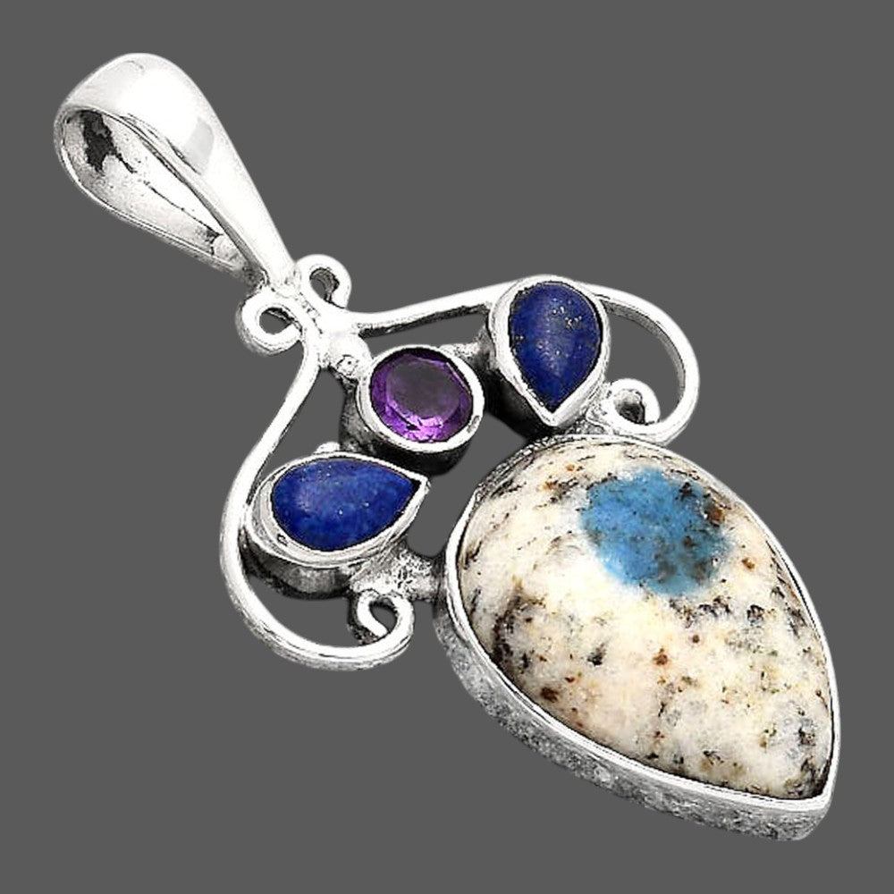 K2 Blue - Azurite In Quartz, Lapis & Amethyst Pendant P-1244 SDP154792