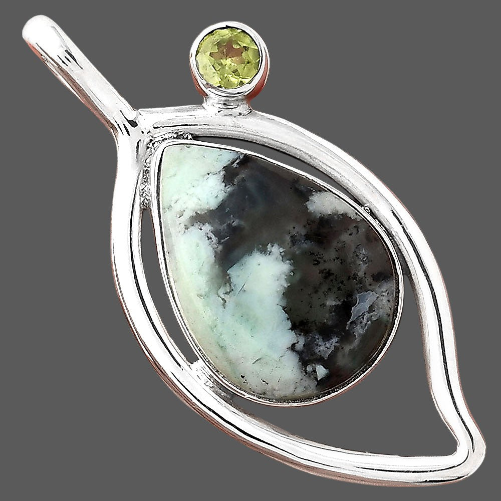Dendritic Chrysoprase Africa and Peridot Pendant P-1640 SDP155365