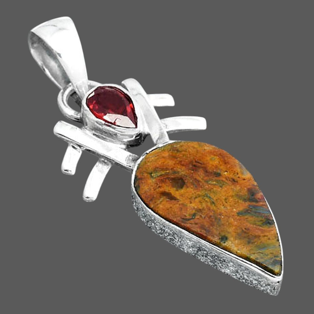 Natural Pietersite Namibia and Garnet Pendant P-1046 SDP155869