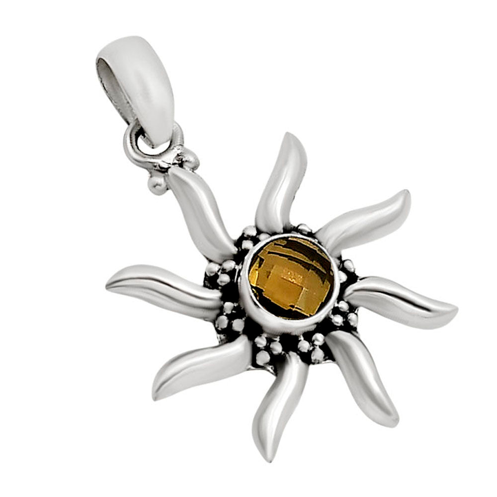 Sun - Smoky Quartz Checker Pendant P-1263 SDP158726