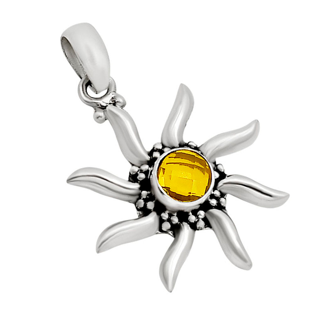 Sun - Citrine Checker Pendant P-1263 SDP158731