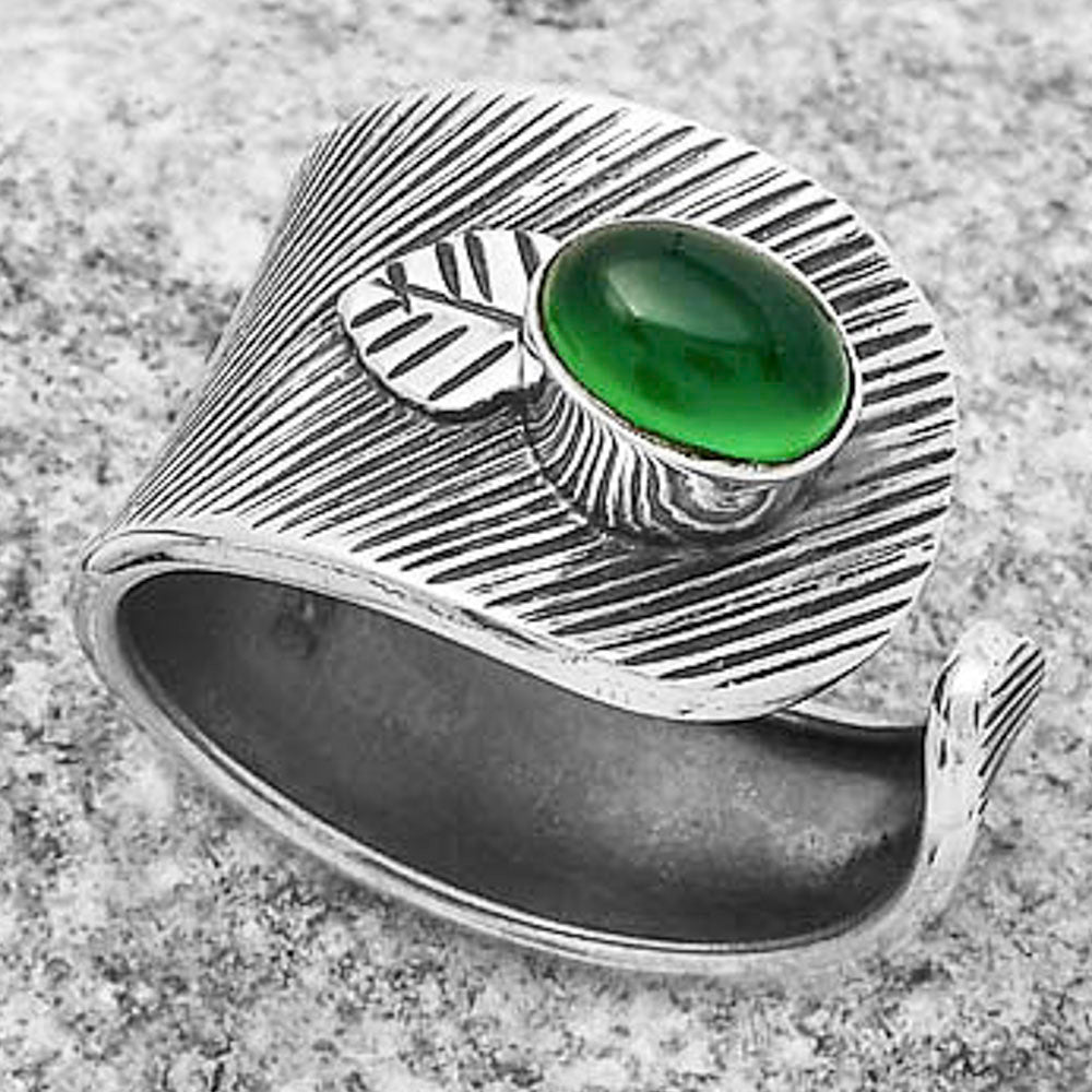 Adjustable - Natural Green Onyx Ring size-7.5 R-1319 SDR170096