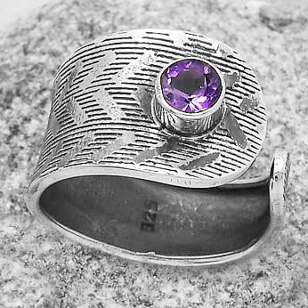 Adjustable Natural Amethyst Brazil Ring size-8 R-1319 SDR170110
