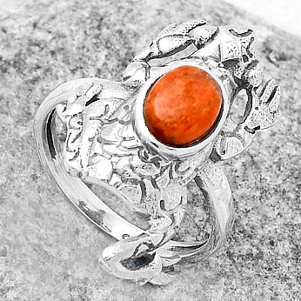 Frog - Natural Red Sponge Coral Ring size-7.5 R-1113 SDR172750