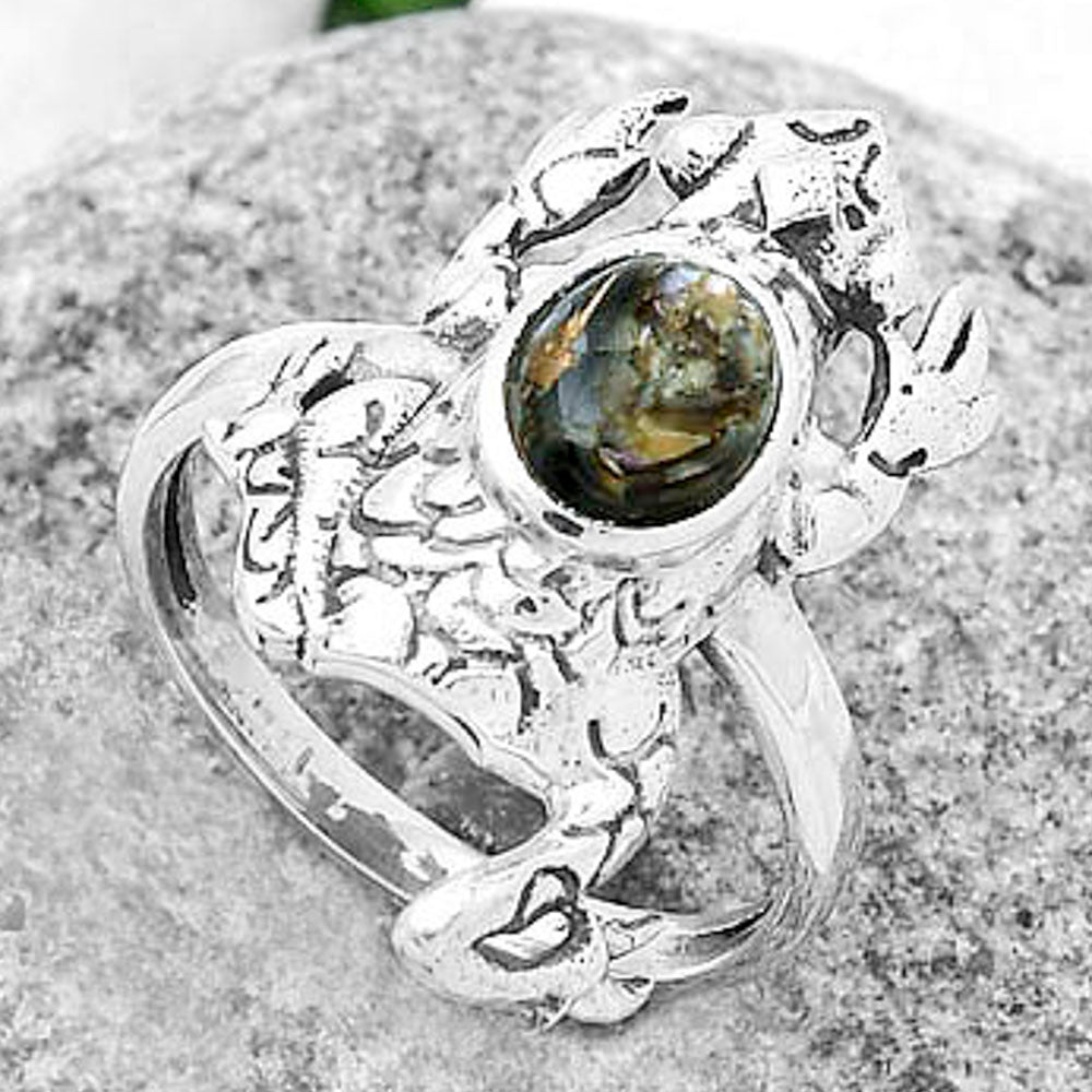 Frog Natural Copper Abalone Shell Ring size-8.5 R-1113 SDR172761