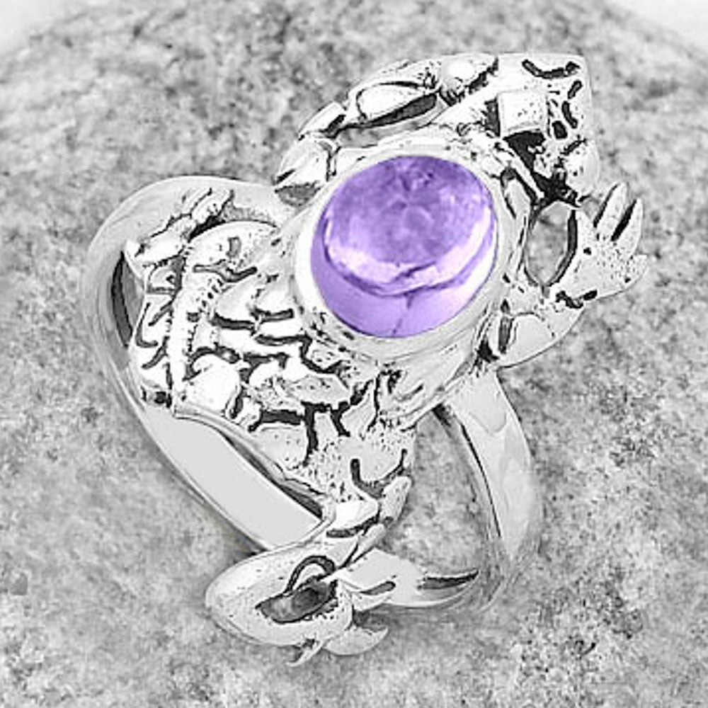 Frog - Rose De France Amethyst Cab Ring size-8 R-1113 SDR172798