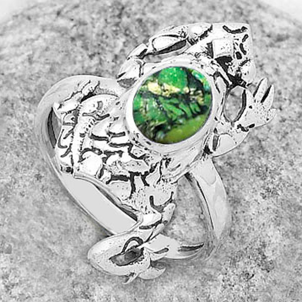 Frog - Green Matrix Turquoise Ring size-7.5 R-1113 SDR172801