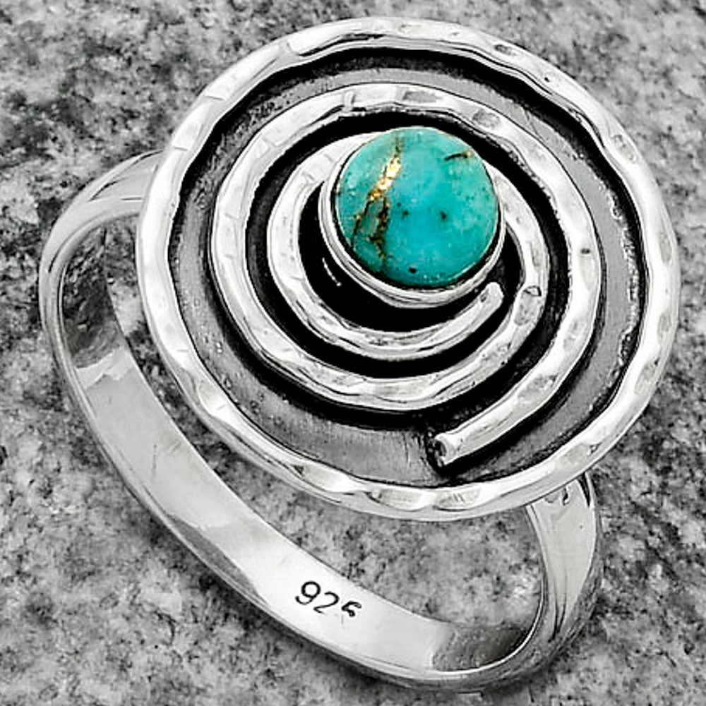 Spiral Natural Copper Blue Turquoise Ring size-9 R-1361 SDR175299