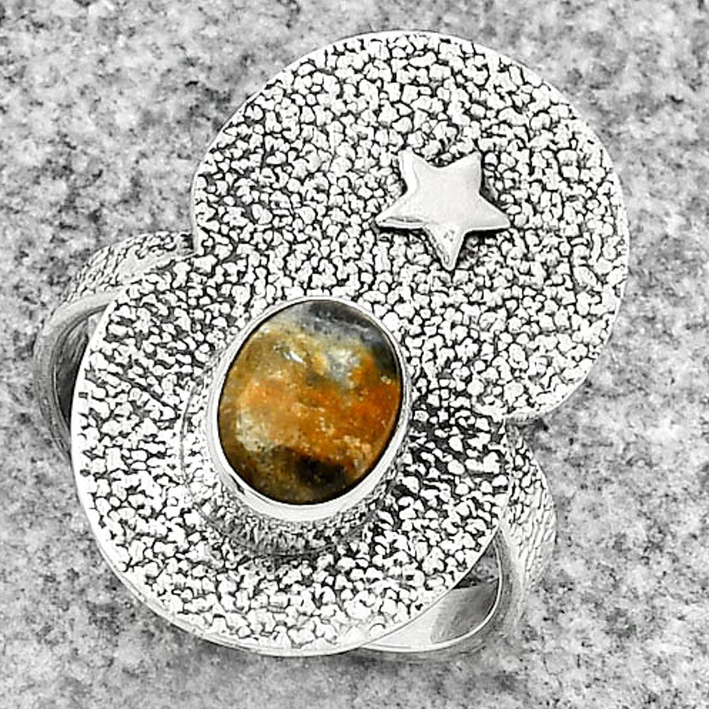 Star - Natural Indian Blanket Jasper Ring size-8 R-1290 SDR185476