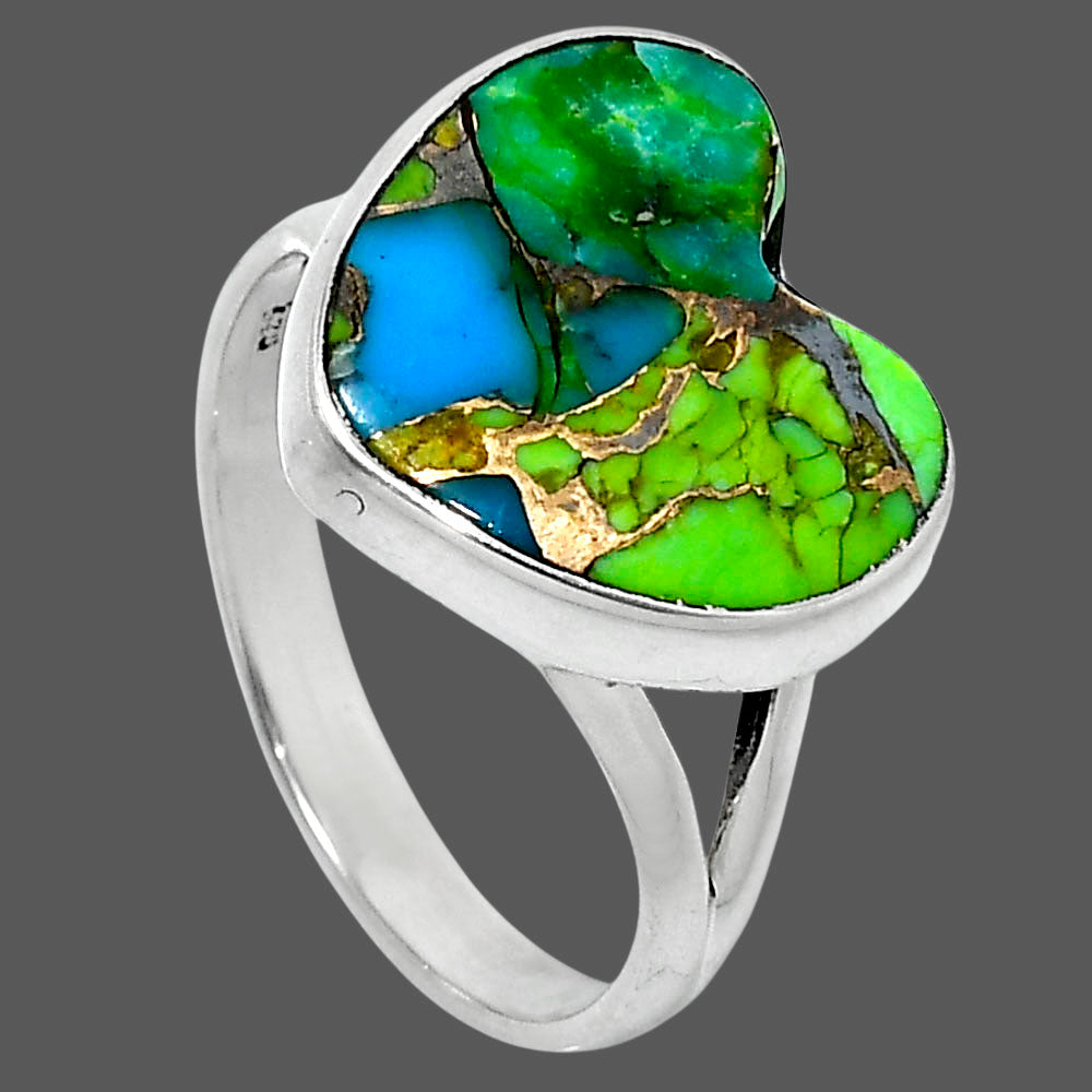 Heart Blue Turquoise In Green Mohave - USA Ring size-10 R-1073 SDR248932