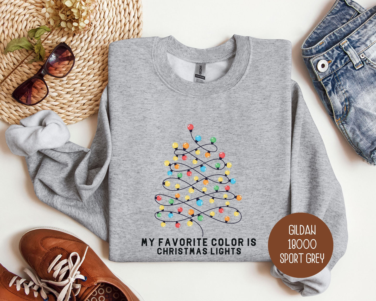 My Favorite Color is Christmas Lights Sweatshirt