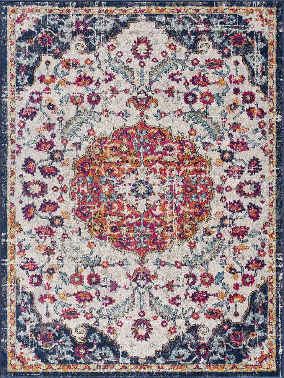 Tigril Blue & Orange 2304 Area Rug - Clearance
