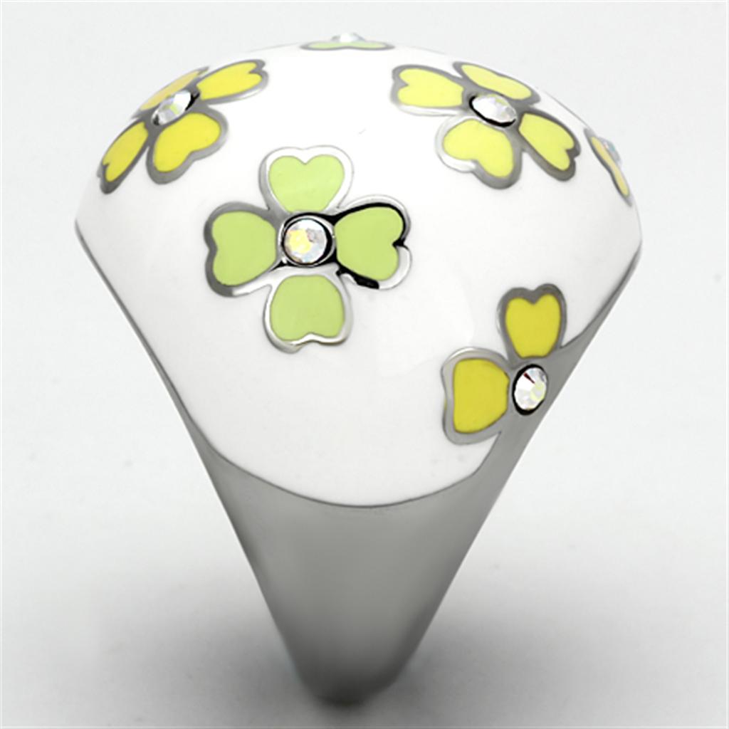 TK1139 - High polished (no plating) Stainless Steel Ring with Top Grade Crystal in Aurora Borealis (Rainbow Effect)