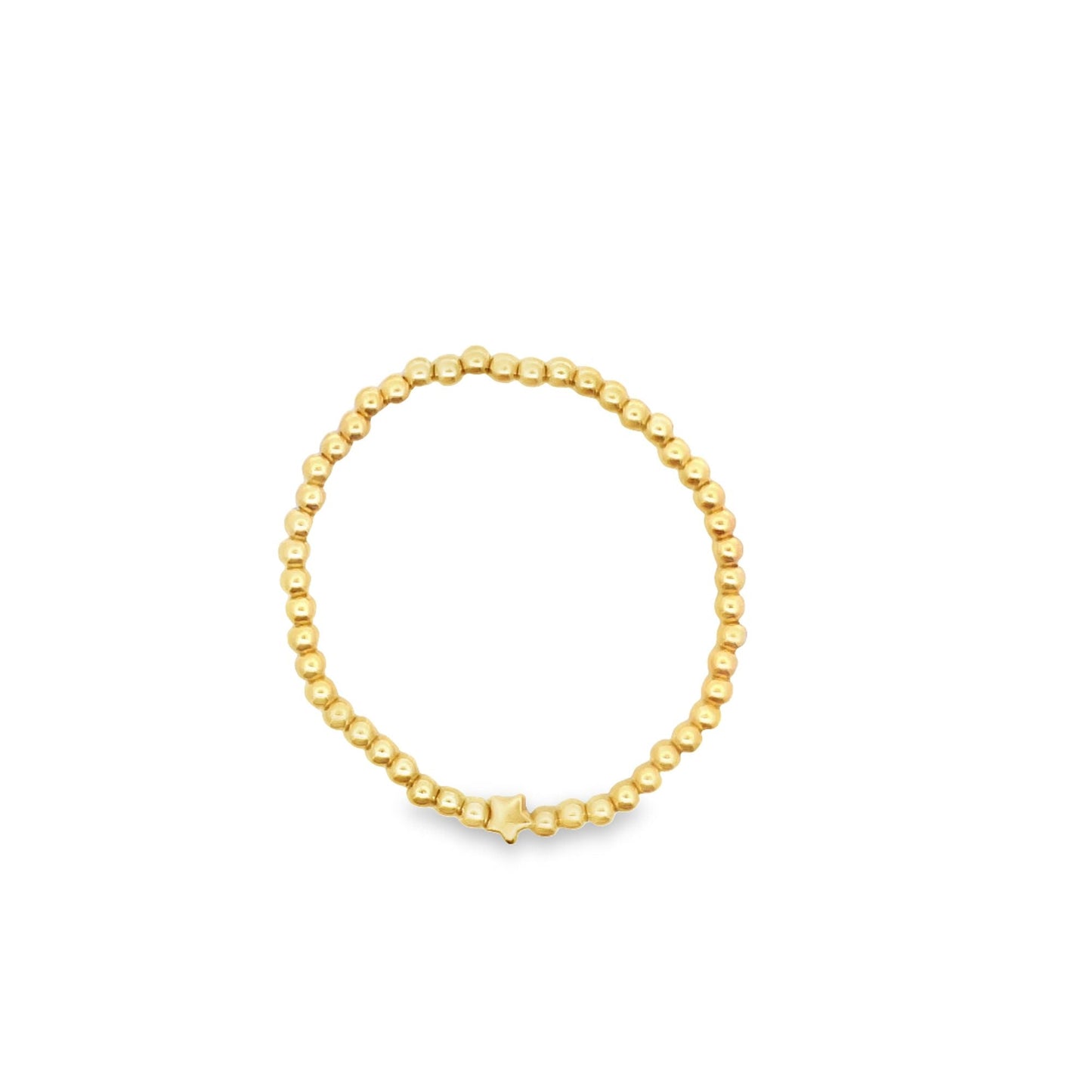 4mm Gold Elastic Bead Bracelet With STAR Charm (I48)