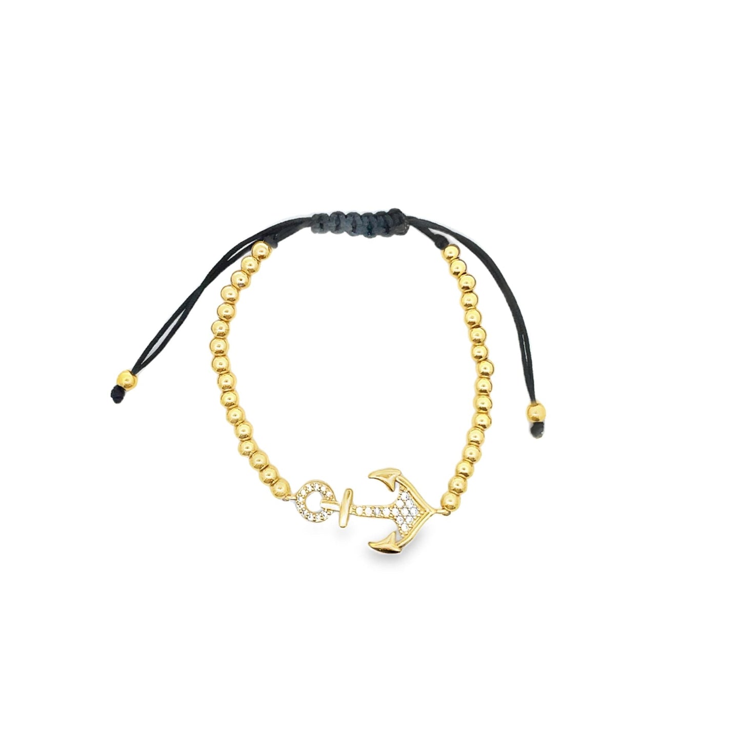 Adjustable Bead Bracelet With Anchor Charm (I144-145)