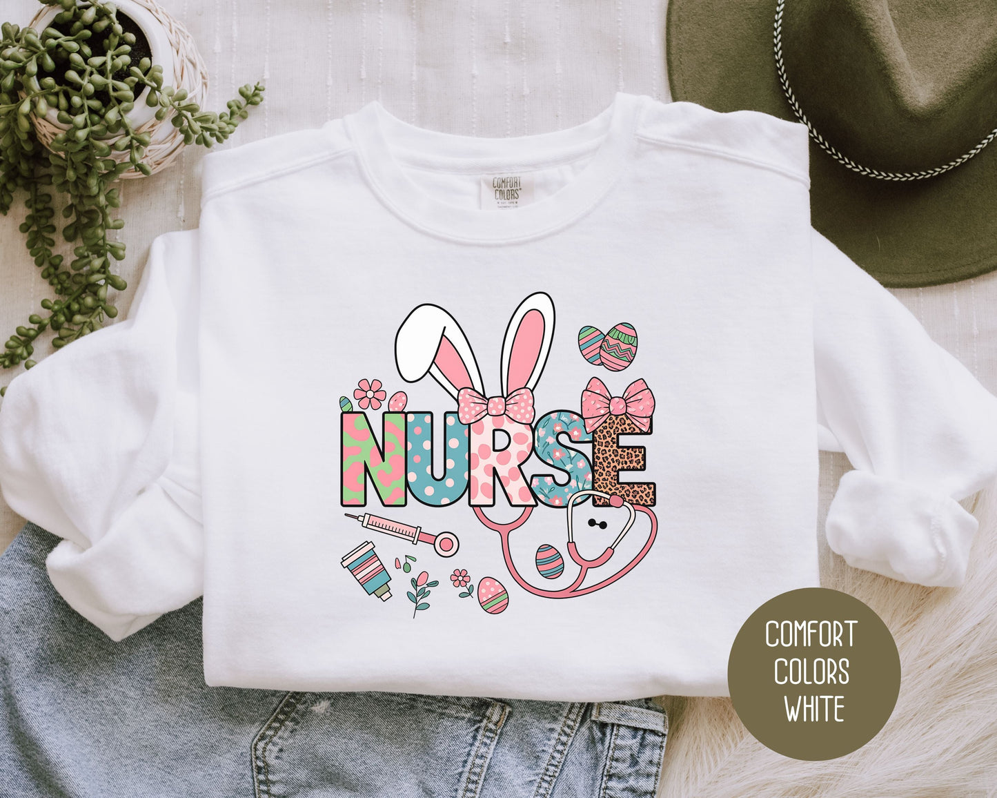 Easter Nurse Comfort Colors Sweatshirt