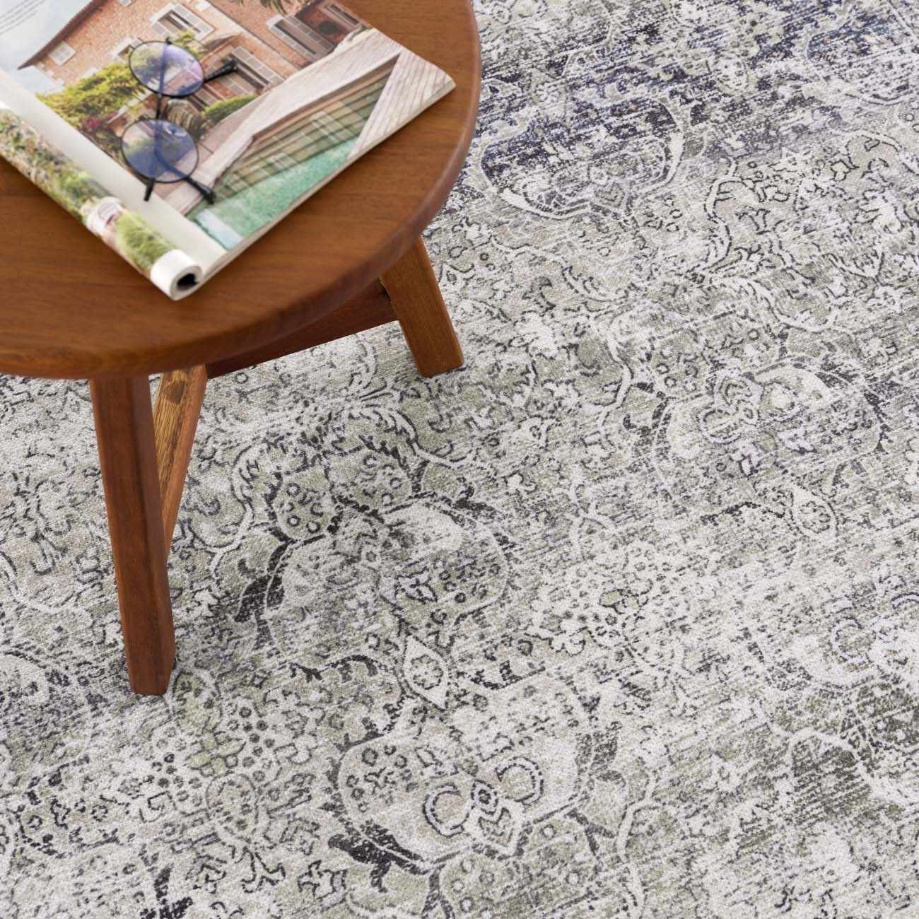 Gray & Green Holi-4607 Washable Area Rug