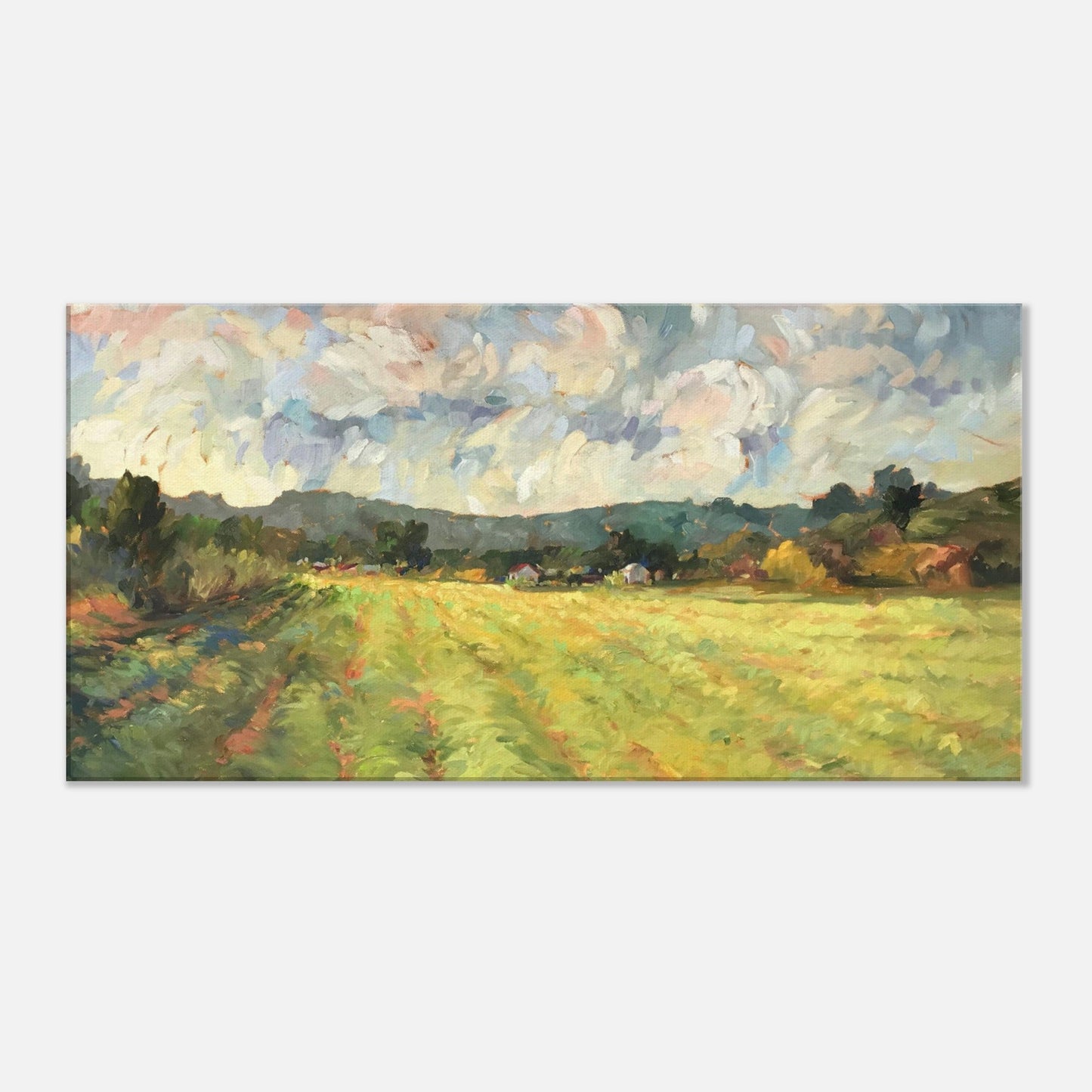 'Before the Harvest' Landscape I 16x32 inch Art Print on Canvas I Original Artwork by American Artist Barbara Cleary