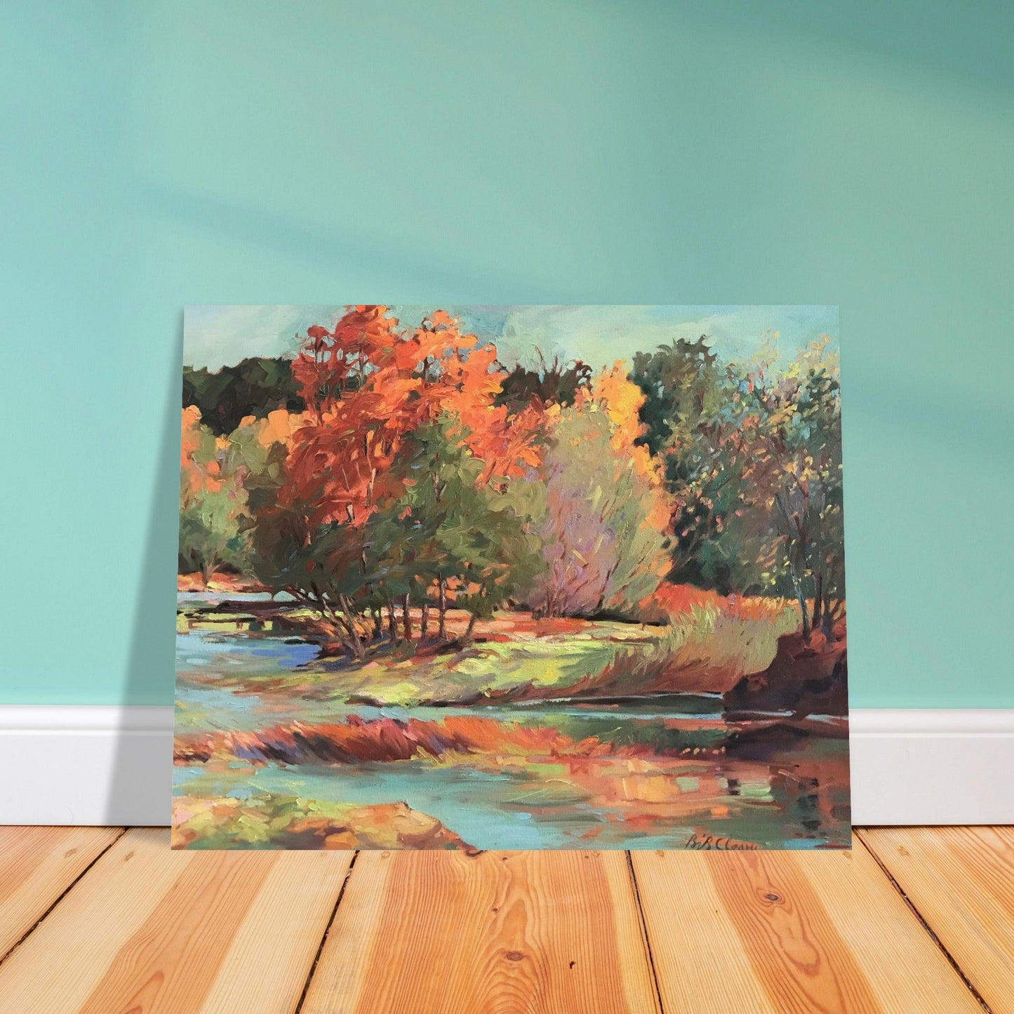 'Along the Illinois' Landscape I 16x20 Museum-Quality Matte Paper Poster | Original Artwork by American Artist Barbara Cleary (Fall Collection)