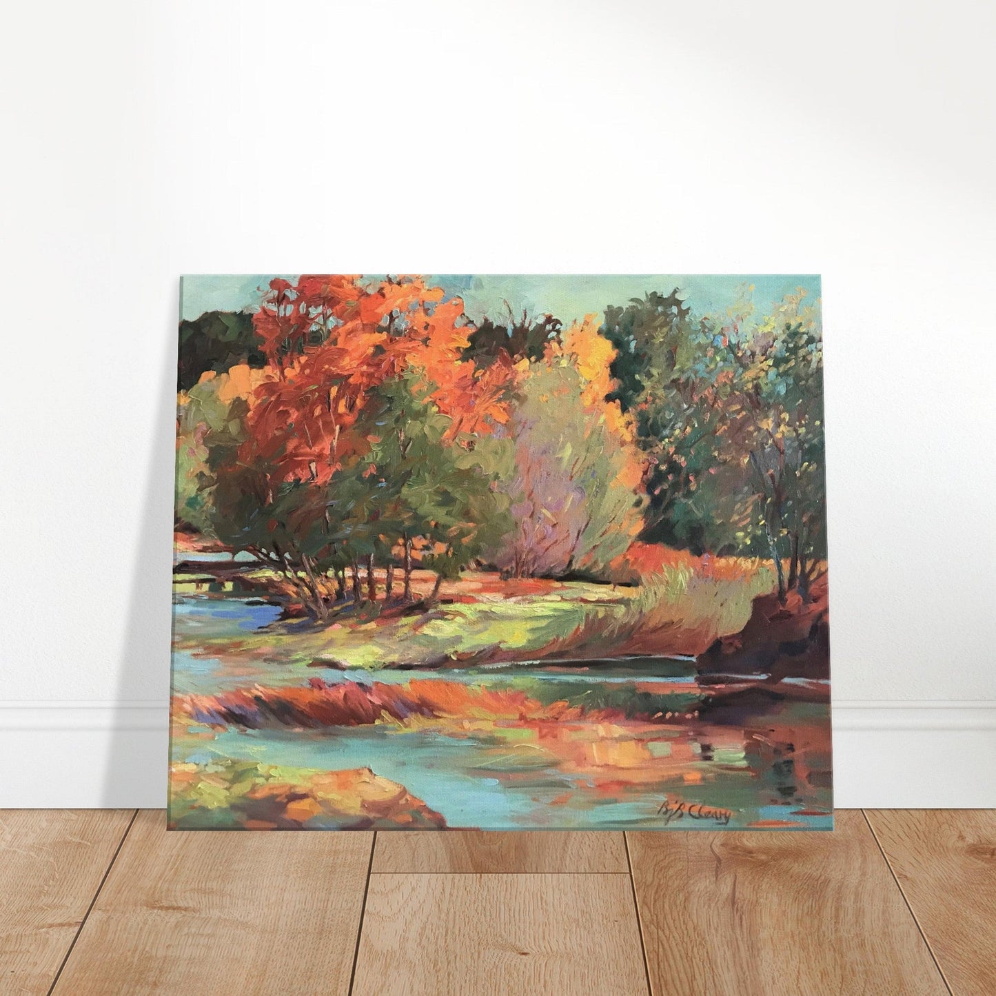 'Along the Illinois' Landscape I 20x24 inch Art Print on Canvas I Original Artwork by American Artist Barbara Cleary I F63