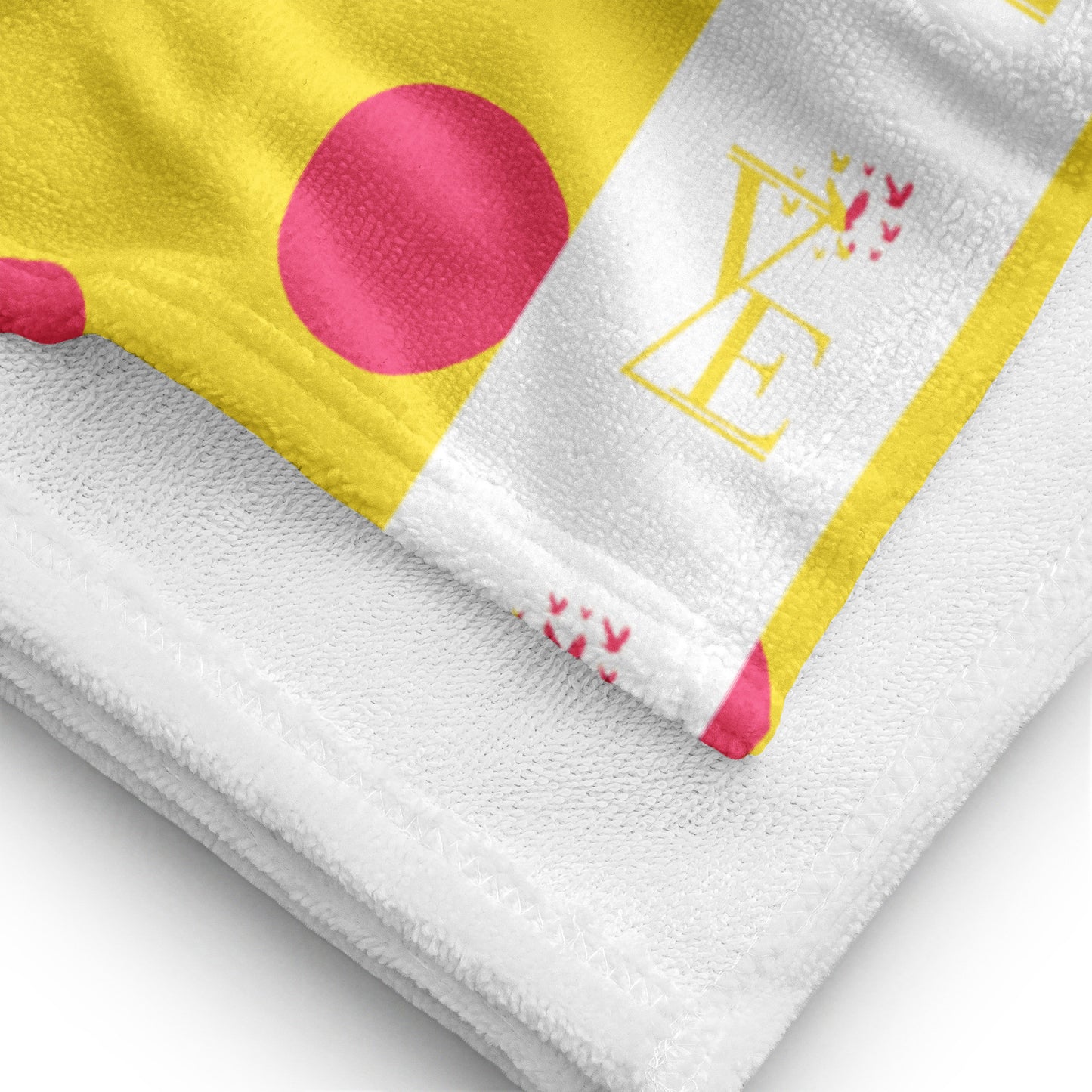 Yellow Pink Polka Dot Beach Towel