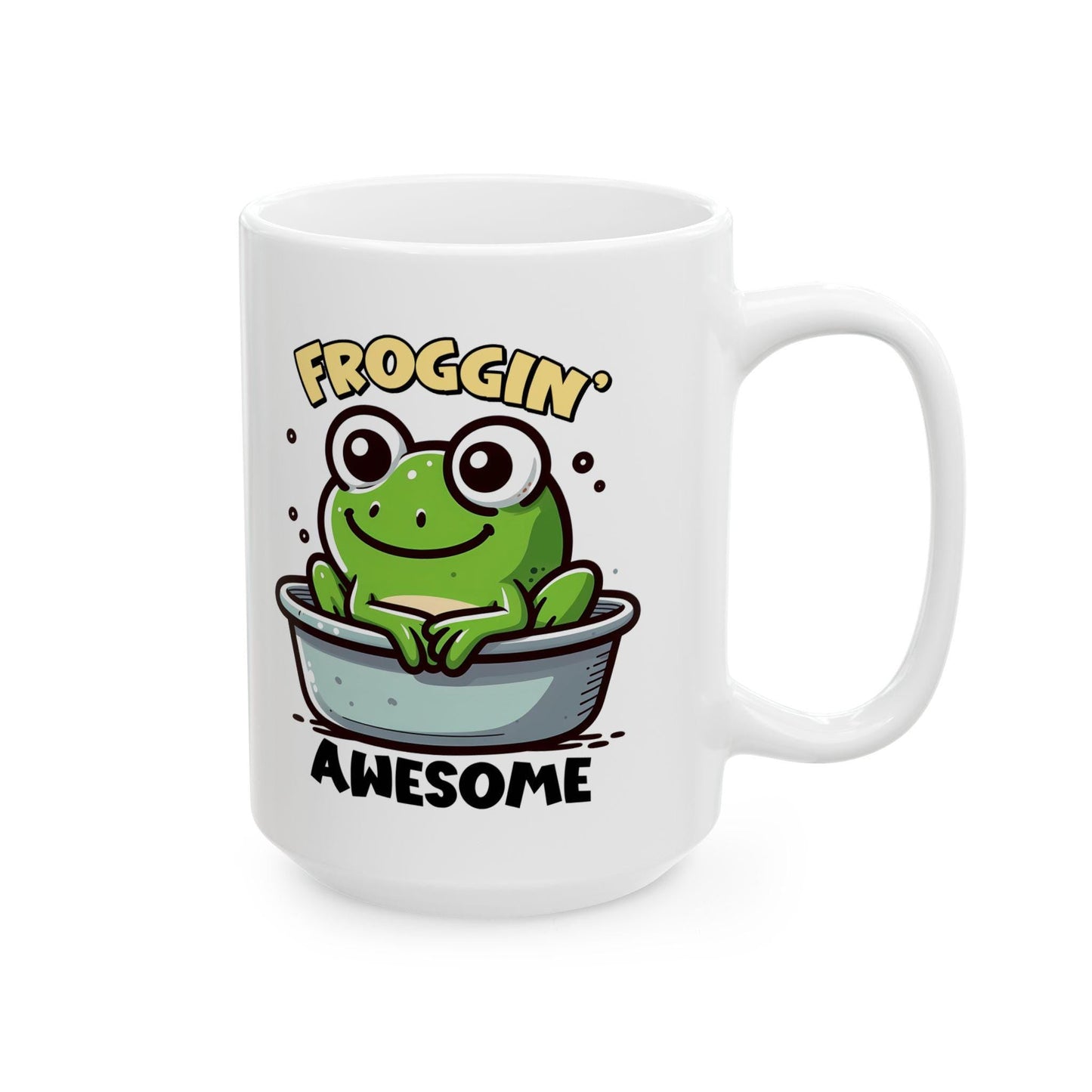ColorFlow | Froggin Funny Frog Coffee Mug | Cute Animal Humor Cup | 15oz Ceramic Mug | Gift for Frog Lovers & Coffee Fans